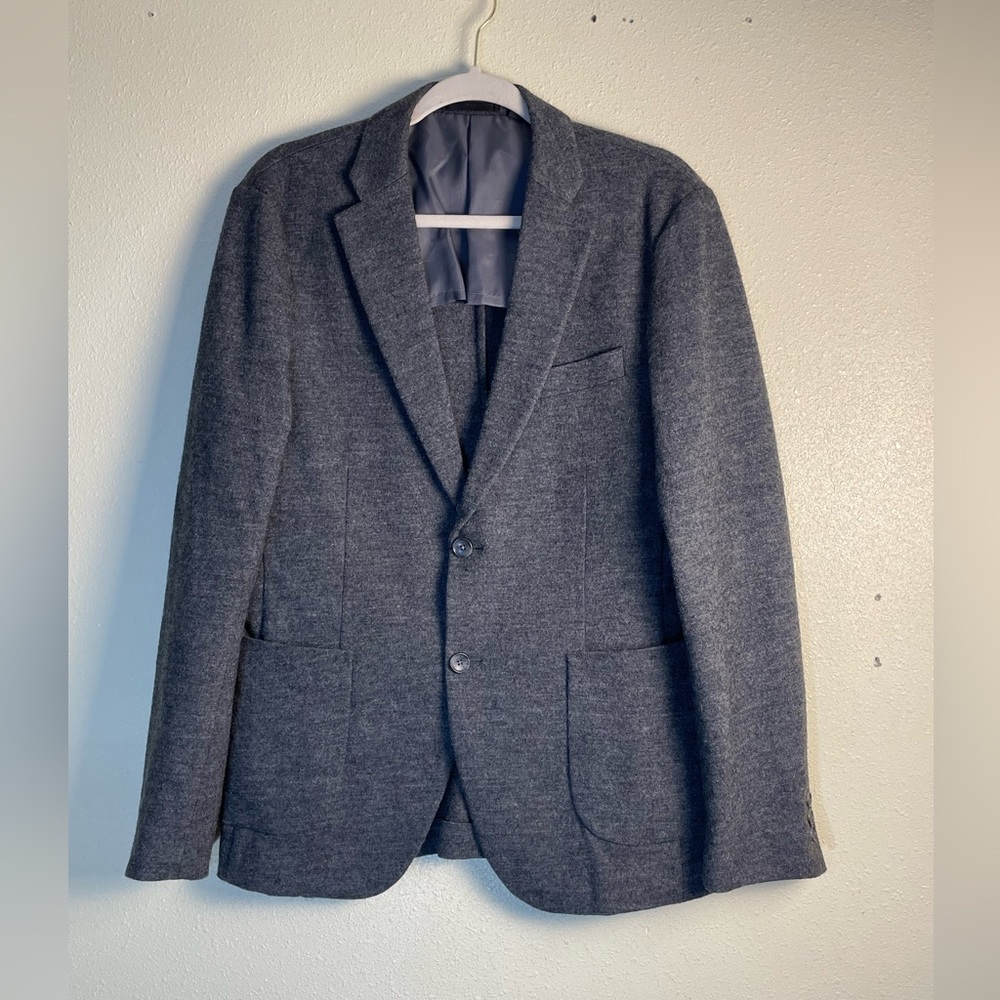 Uniqlo Blazer Mens M Knit Two Button Wool Blend Sports Coat Jacket Unlined NEW